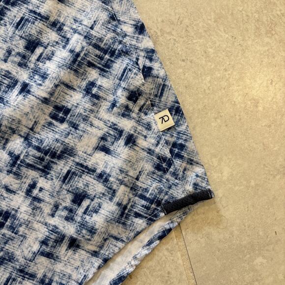 7 Diamonds Shirt Mens Sz XXL 4 Way Stretch Blue Abstract Short Sleeve Button Up - Picture 8 of 9